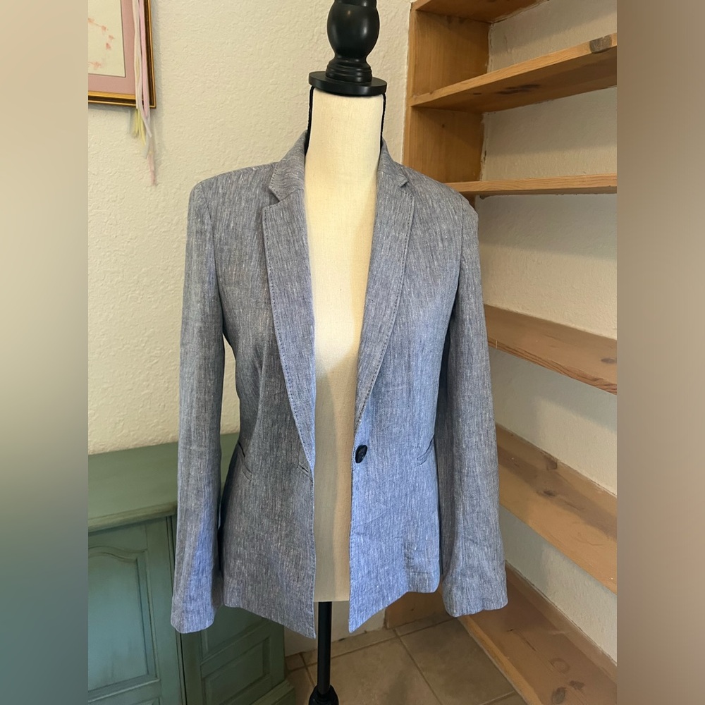 ANTONIO MELANI Light Blue Linen-Blend Blazer & Pencil Skirt Size 2